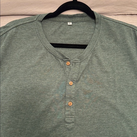 Men's Green Henley Shirt - Picture 3 of 4